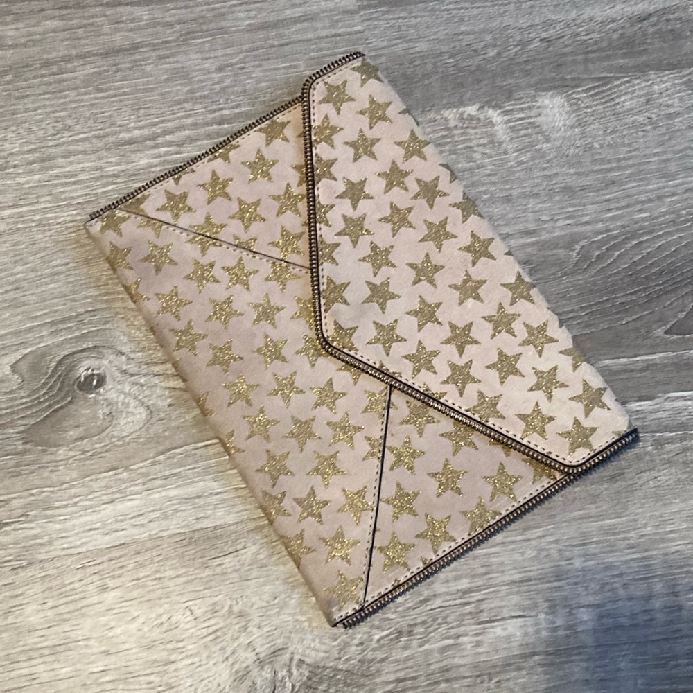 Rebecca Minkoff leather stars envelope clutch bag